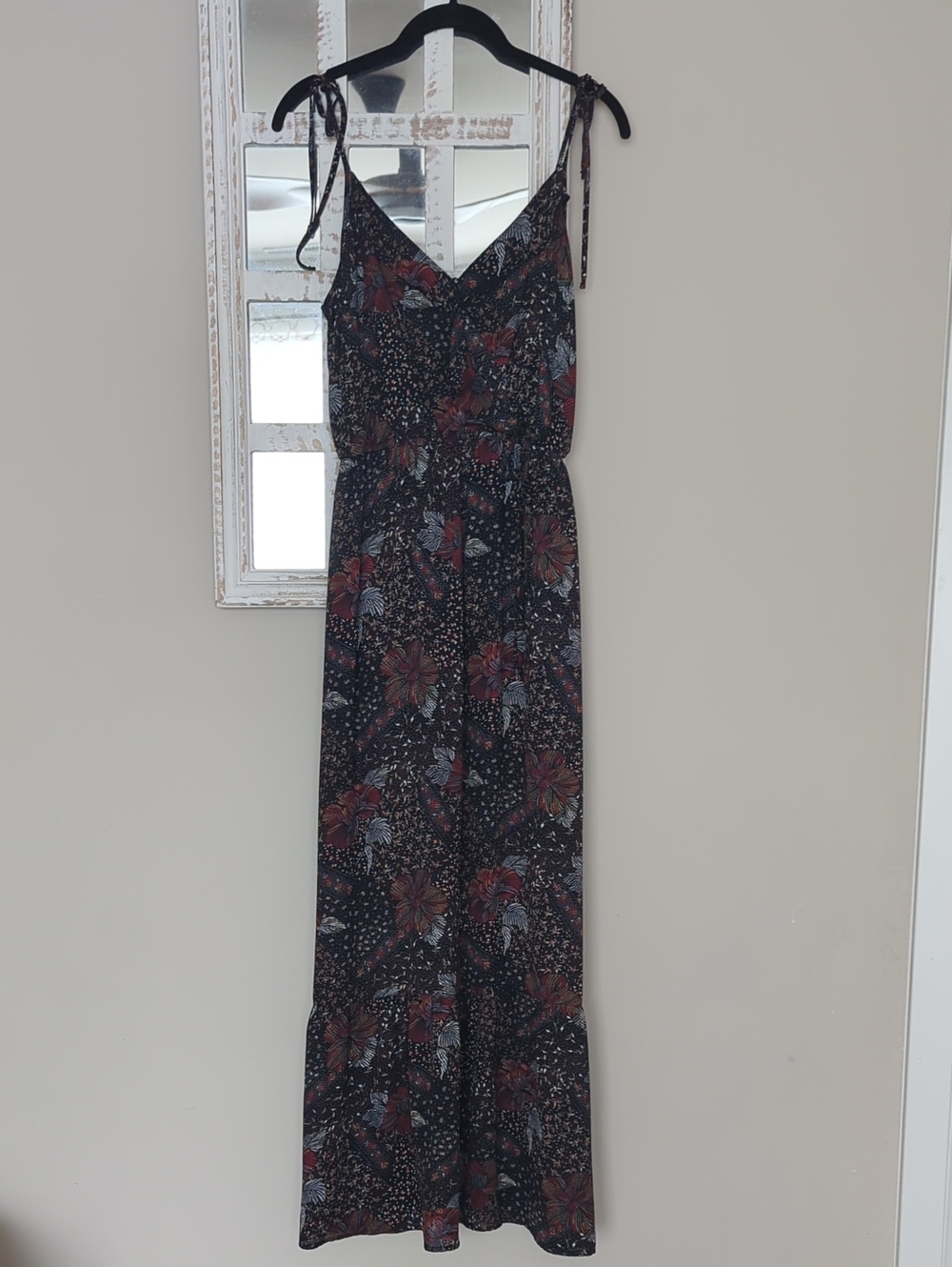 Floral Print Black Maxi Dress